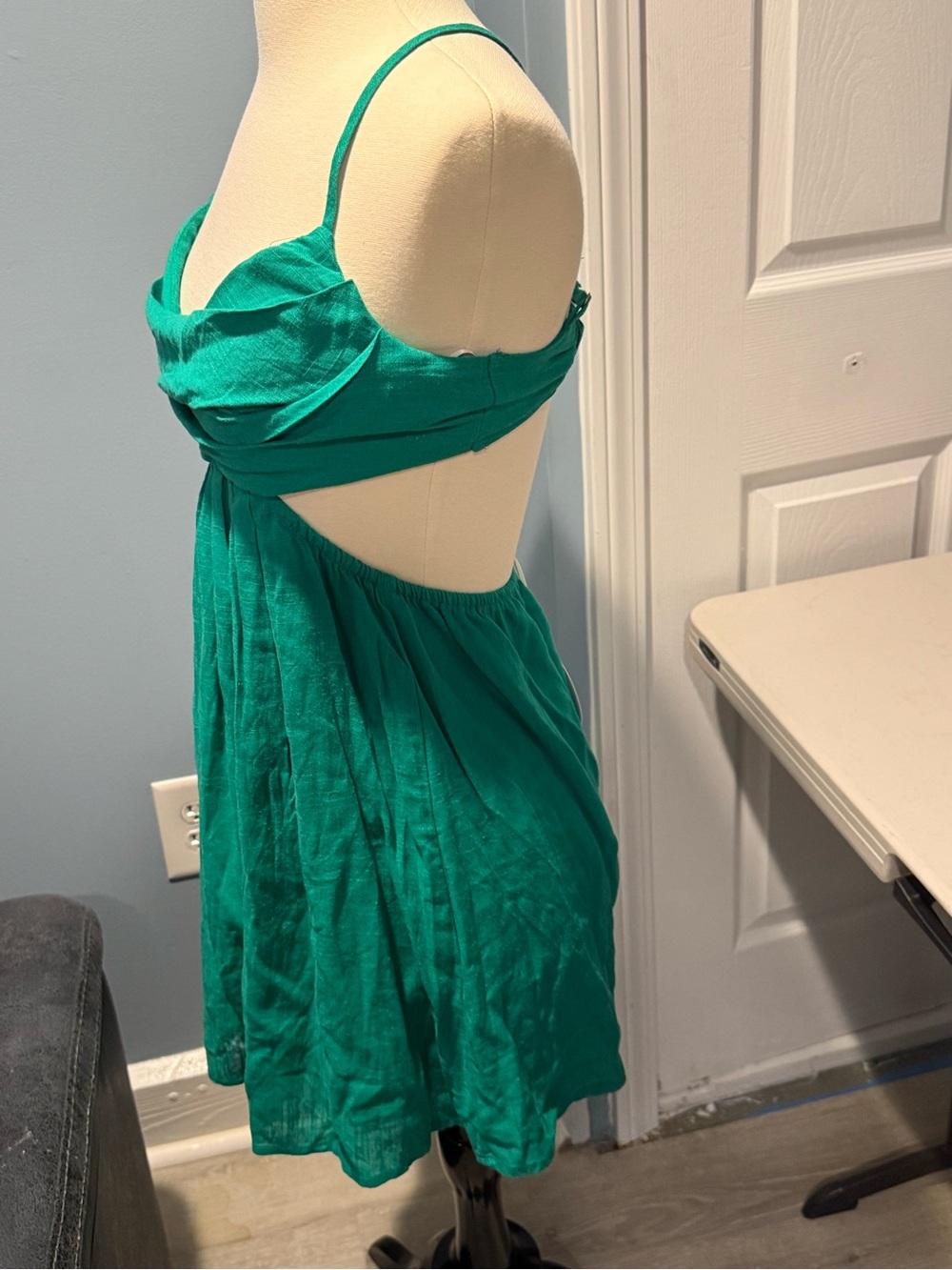 Princess Polly Emerald Green Cowl-Neck Mini Dress - Picture 2 of 4